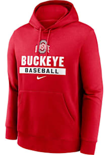 Nike Ohio State Buckeyes Mens Red Club Fleece Long Sleeve Hoodie
