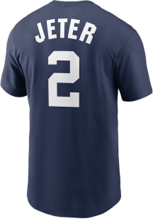 Derek Jeter New York Yankees Navy Blue Name And Number Short Sleeve Player T Shirt