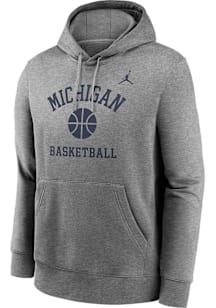 Nike Michigan Wolverines Mens Grey Club Fleece Long Sleeve Hoodie