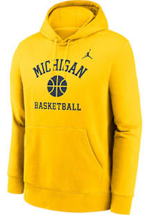 Nike Michigan Wolverines Mens Yellow Club Fleece Long Sleeve Hoodie
