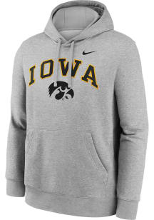 Mens Iowa Hawkeyes Grey Nike Club Fleece Hooded Sweatshirt