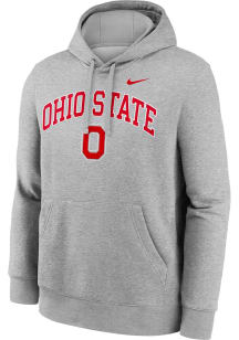 Mens Ohio State Buckeyes Grey Nike Club Fleece Hooded Sweatshirt