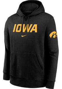 Mens Iowa Hawkeyes Black Nike Club Fleece Two Hit Hooded Sweatshirt