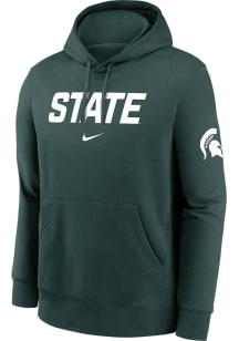 Mens Michigan State Spartans Green Nike Club Fleece Two Hit Hooded Sweatshirt