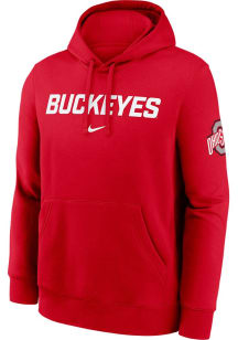 Mens Ohio State Buckeyes Red Nike Club Fleece Two Hit Hooded Sweatshirt