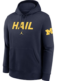 Nike Michigan Wolverines Mens Blue Club Fleece Two Hit Long Sleeve Hoodie