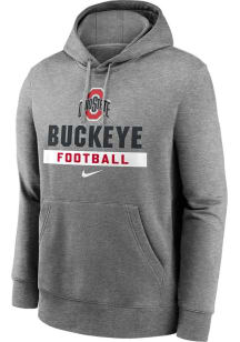 Mens Ohio State Buckeyes Grey Nike Club Fleece Hooded Sweatshirt