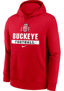 Mens Ohio State Buckeyes Red Nike Club Fleece Hooded Sweatshirt