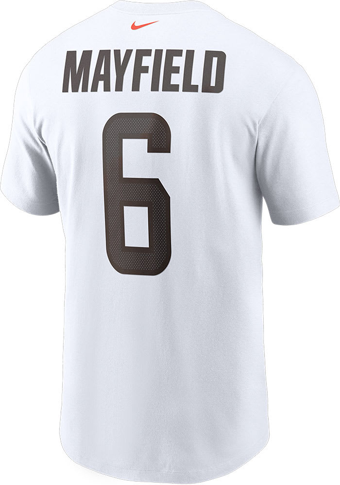 Baker Mayfield Cleveland Browns White Name Number Short Sleeve Player T Shirt