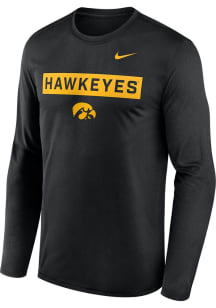 Mens Iowa Hawkeyes Black Nike Legend Two Hit Long Sleeve T-Shirt