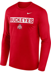 Mens Ohio State Buckeyes Red Nike Legend Two Hit Long Sleeve T-Shirt
