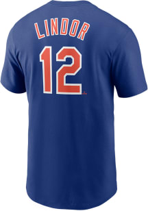 Francisco Lindor New York Mets Blue Name And Number Short Sleeve Player T Shirt