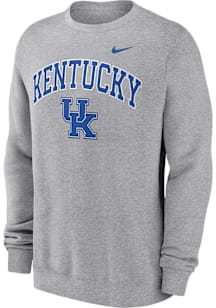 Nike Kentucky Wildcats Mens Grey Club Fleece Long Sleeve Crew Sweatshirt