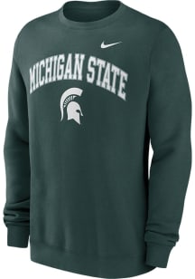 Mens Michigan State Spartans Green Nike Club Fleece Crew Sweatshirt