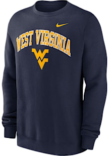 Nike West Virginia Mountaineers Mens Navy Blue Club Fleece Long Sleeve Crew Sweatshirt