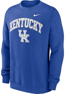 Nike Kentucky Wildcats Mens Blue Club Fleece Long Sleeve Crew Sweatshirt