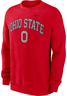 Nike Ohio State Buckeyes Mens Red Club Fleece Long Sleeve Crew Sweatshirt