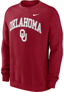 Nike Oklahoma Sooners Mens Cardinal Club Fleece Long Sleeve Crew Sweatshirt