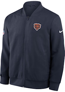 Nike Chicago Bears Mens Navy Blue Sideline Bomber Medium Weight Jacket