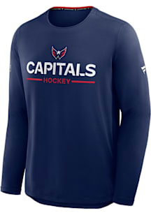 Washington Capitals Navy Blue Authentic Pro Rink Long Sleeve T-Shirt