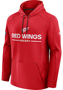 Detroit Red Wings Mens Red Authentic Pro Rink Poly Hood
