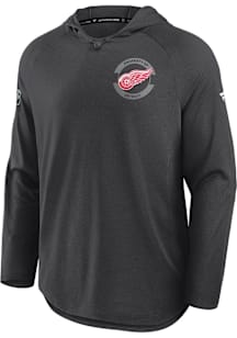Detroit Red Wings Mens Charcoal Authentic Pro Rink Long Sleeve Lightweight Hoodie