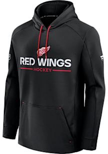 Detroit Red Wings Mens Black Authentic Pro Rink Poly Hood