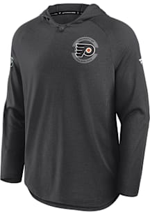 Philadelphia Flyers Mens Charcoal Authentic Pro Rink Long Sleeve Lightweight Hoodie