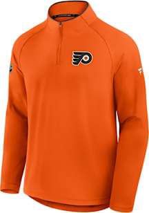 Philadelphia Flyers Mens Orange Authentic Pro Rink Training Long Sleeve Qtr Zip Pullover