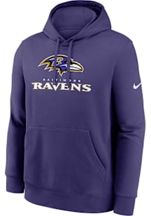 Nike Baltimore Ravens Mens Purple Rewind Club Long Sleeve Hoodie