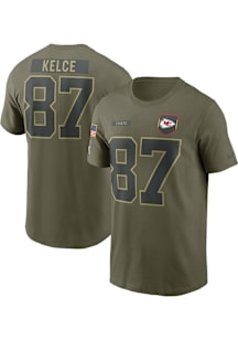 Travis Kelce Kansas City Chiefs Olive Salute to Service Short Sleeve Player T Shirt