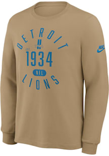 Nike Detroit Lions Tan Rewind Slub Long Sleeve Fashion T Shirt