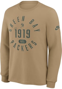 Nike Green Bay Packers Tan Rewind Slub Long Sleeve Fashion T Shirt