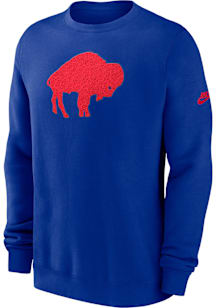 Nike Buffalo Bills Mens Blue Rewind Club Long Sleeve Crew Sweatshirt