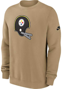Nike Pittsburgh Steelers Mens Tan Rewind Club Long Sleeve Crew Sweatshirt