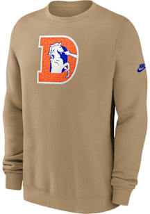 Nike Denver Broncos Mens Tan Rewind Club Long Sleeve Crew Sweatshirt