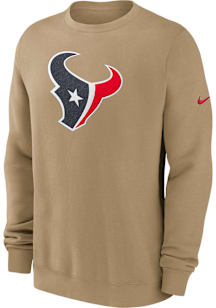 Nike Houston Texans Mens Tan Rewind Club Long Sleeve Crew Sweatshirt