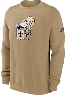 Nike New Orleans Saints Mens Tan Rewind Club Long Sleeve Crew Sweatshirt