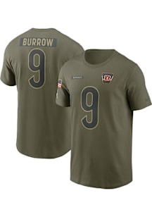 Joe Burrow Cincinnati Bengals Olive Salute to Service Short Sleeve Player T Shirt