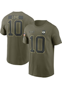 Jordan Love Green Bay Packers Olive Salute to Service Short Sleeve Player T Shirt