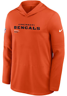 Nike Cincinnati Bengals Mens Orange Sideline Long Sleeve Lightweight Hoodie