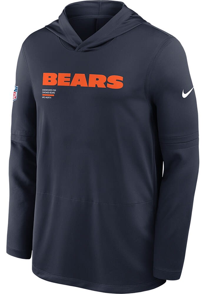 Nike Chicago Bears Mens NAVY Sideline Lightweight Hoodie - 173227475