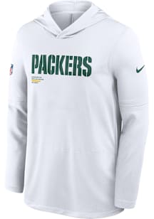 Nike Green Bay Packers Mens White Sideline Long Sleeve Lightweight Hoodie
