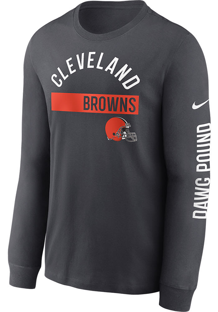 Nike Browns Team Name Color Bar Long Sleeve T Shirt Grey