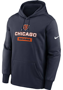Nike Chicago Bears Mens Navy Blue Therma Hood