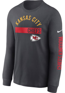 Nike Kansas City Chiefs Grey Team Name Color Bar Long Sleeve T Shirt
