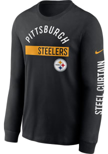 Nike Pittsburgh Steelers Grey Team Name Color Bar Long Sleeve T Shirt