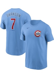 Dansby Swanson Chicago Cubs Light Blue Alt Short Sleeve Player T Shirt