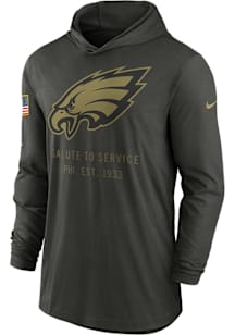 Nike Philadelphia Eagles Mens Olive Salute to Service Long Sleeve Lightweight Hoodie
