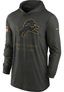 Nike Detroit Lions Mens Green Salute to Service Long Sleeve Lightweight Hoodie